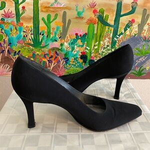 Stuart Weitzman Women's Square Toe Pumps,Black, Canvas Nylon Size 10B